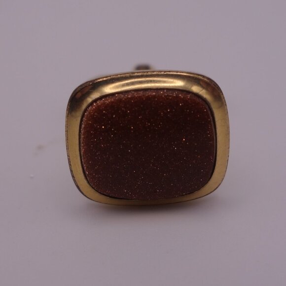 Square Cuff Links with Gold Setting and Brown with Glitter Inner - Picture 4 of 14